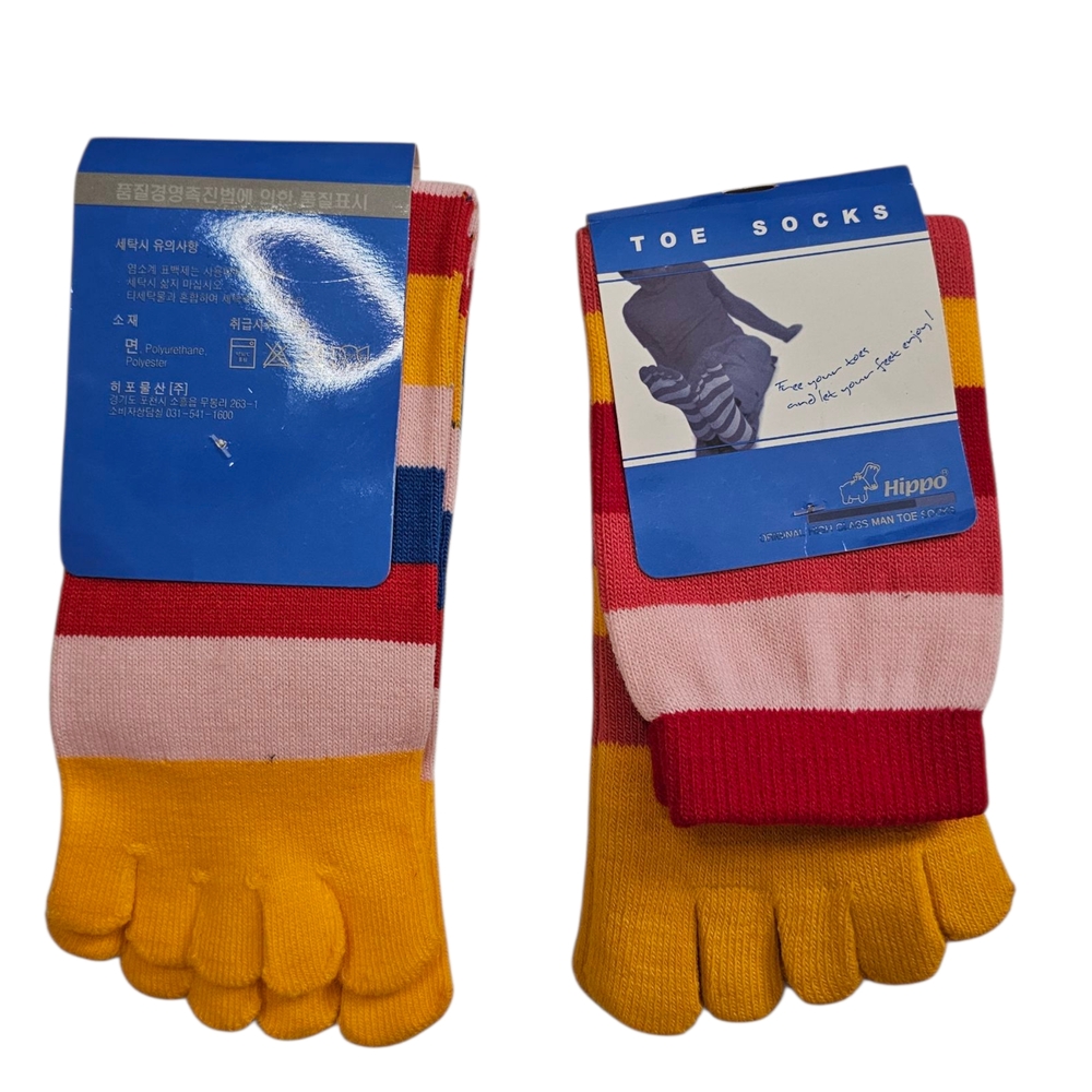 Hippo Colorful Striped Toe Socks for Men